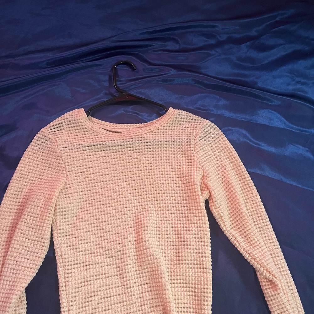 Pink Textured Long Sleeve Top